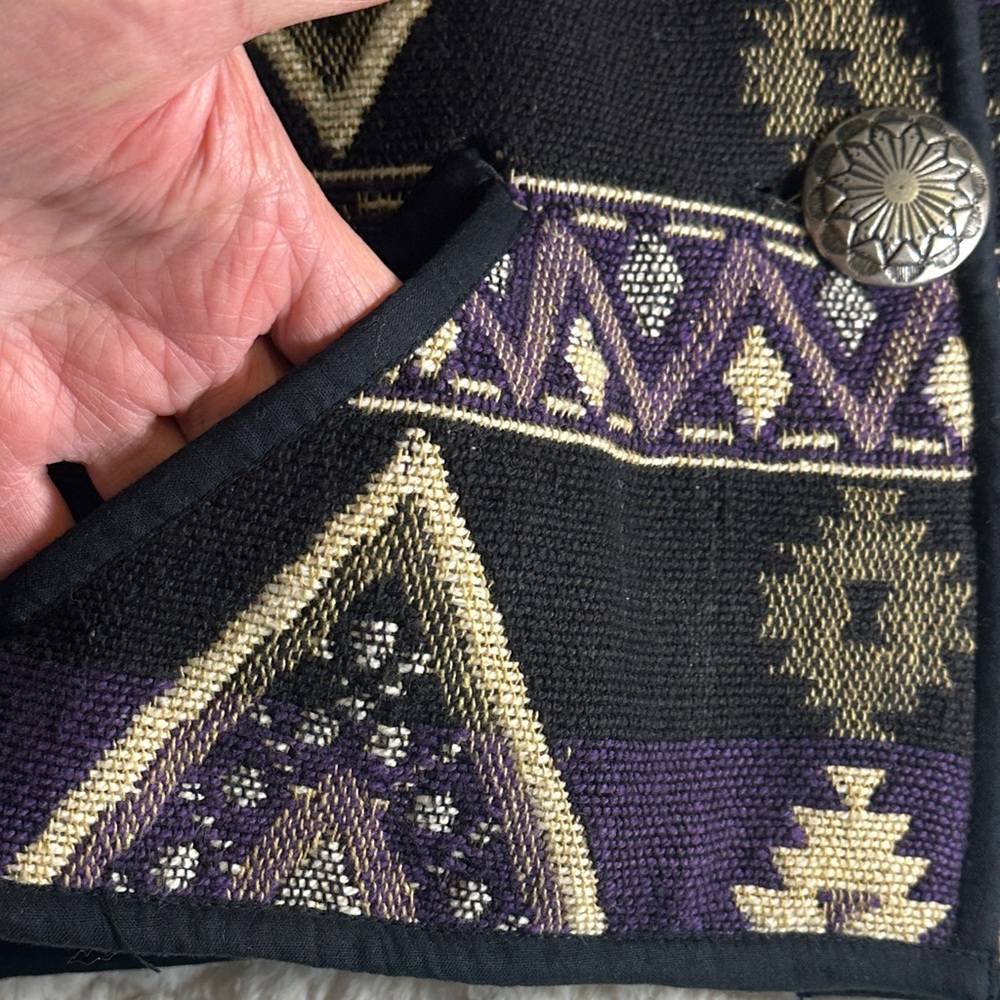 Vintage Linda Leez Wearable Art southwestern Patterned Jacket Sz L - Picture 10 of 15